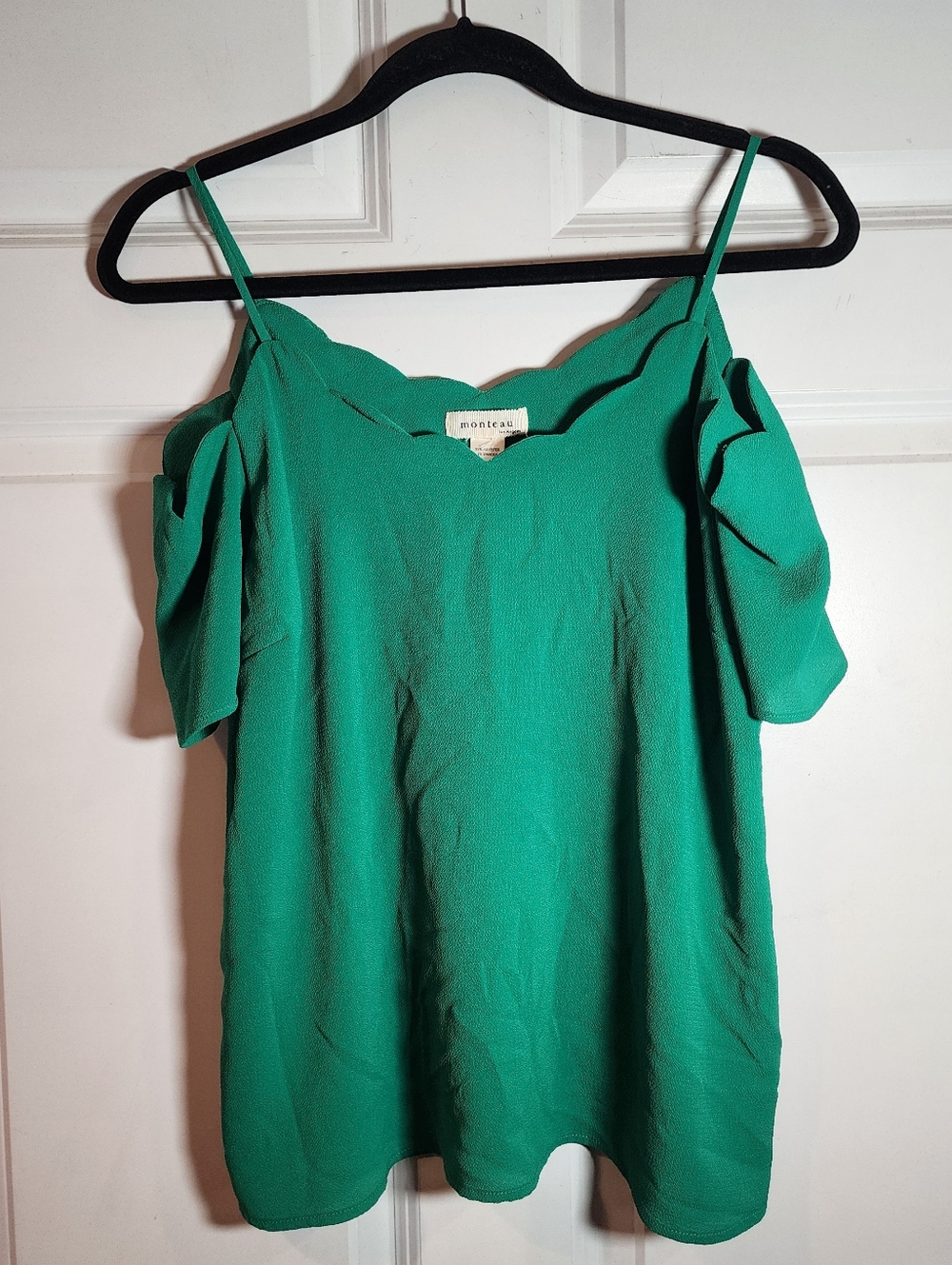 Monteau Green Cold Shoulder Blouse 20in P2P 17in Length